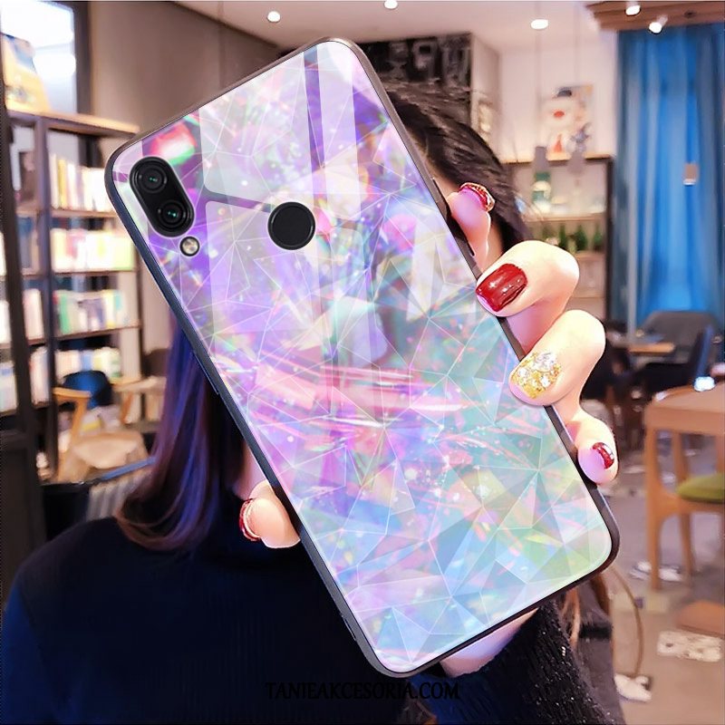 Etui Xiaomi Redmi Note 7 Czerwony Netto Purpurowy Wzór, Pokrowce Xiaomi Redmi Note 7 Ochraniacz Telefon Komórkowy Kształt Diamentu Beige