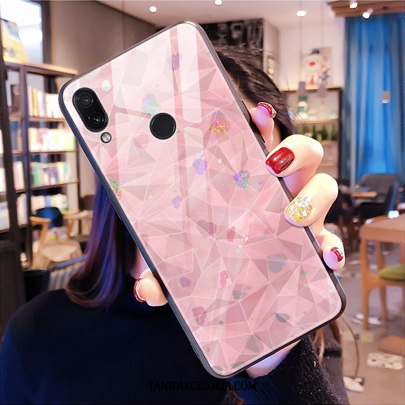 Etui Xiaomi Redmi Note 7 Czerwony Netto Purpurowy Wzór, Pokrowce Xiaomi Redmi Note 7 Ochraniacz Telefon Komórkowy Kształt Diamentu Beige