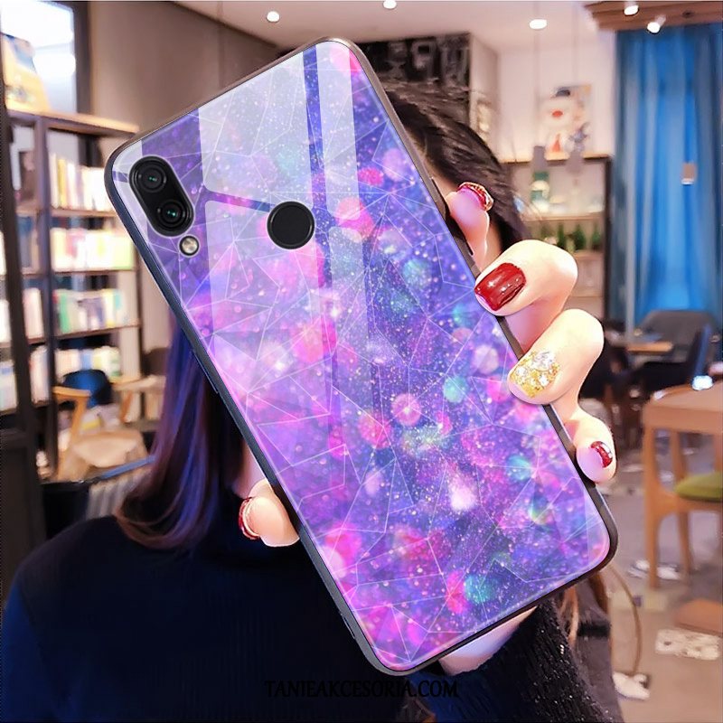 Etui Xiaomi Redmi Note 7 Czerwony Netto Purpurowy Wzór, Pokrowce Xiaomi Redmi Note 7 Ochraniacz Telefon Komórkowy Kształt Diamentu Beige