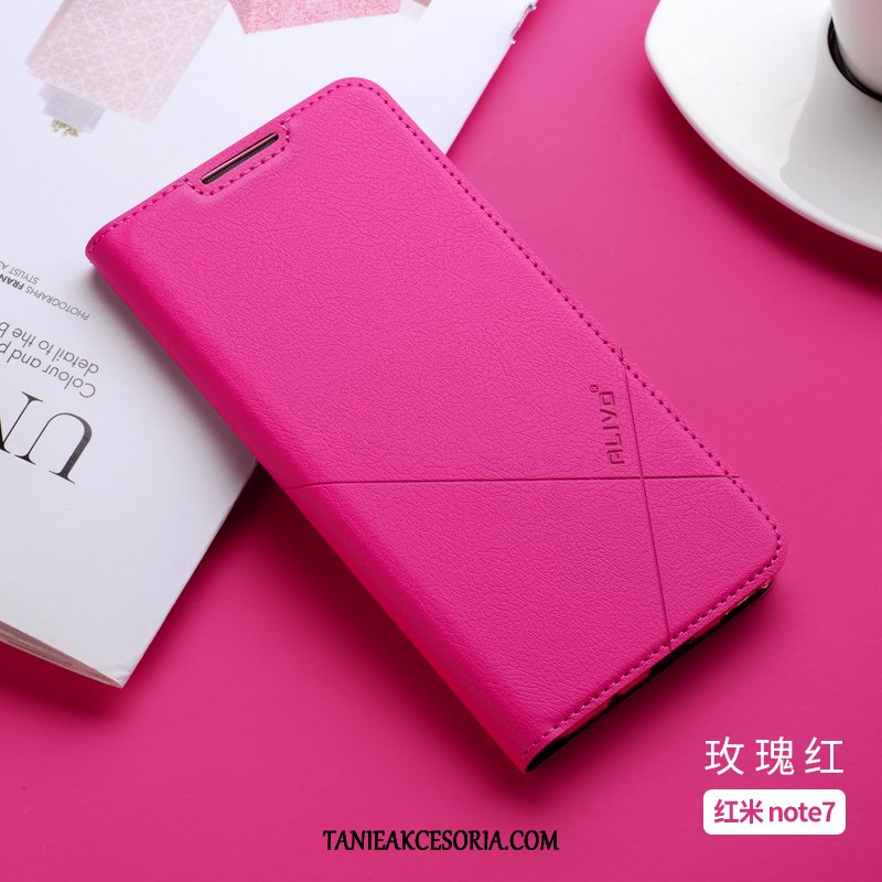 Etui Xiaomi Redmi Note 7 Czerwony Skórzany Anti-fall, Futerał Xiaomi Redmi Note 7 Ochraniacz Czarny Silikonowe Beige