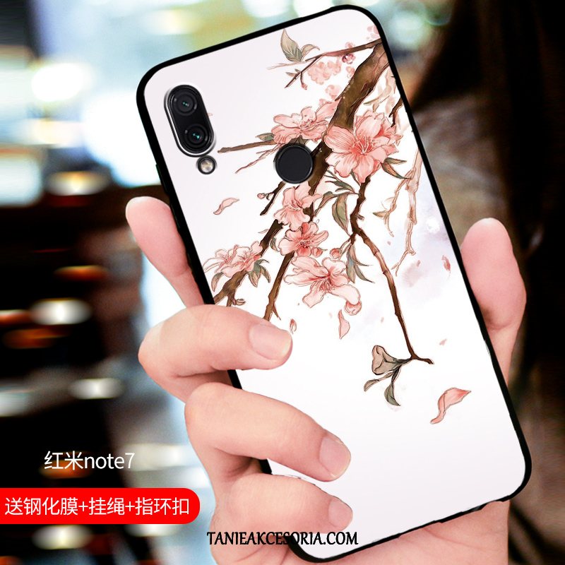 Etui Xiaomi Redmi Note 7 Dostosowane Silikonowe Czarny, Futerał Xiaomi Redmi Note 7 Nubuku Relief Czerwony Beige