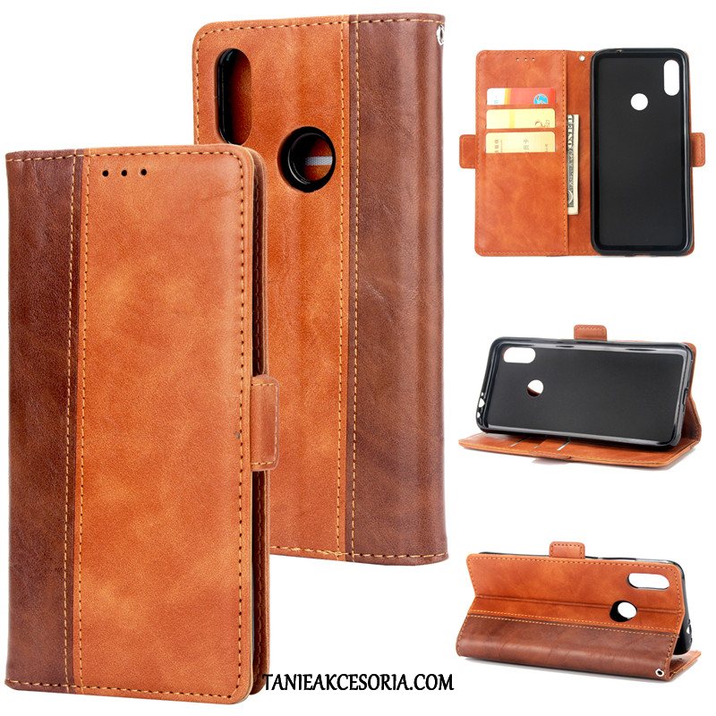 Etui Xiaomi Redmi Note 7 Mieszane Kolory Moda Silikonowe, Pokrowce Xiaomi Redmi Note 7 Klapa Skórzany Futerał Czerwony Braun Beige