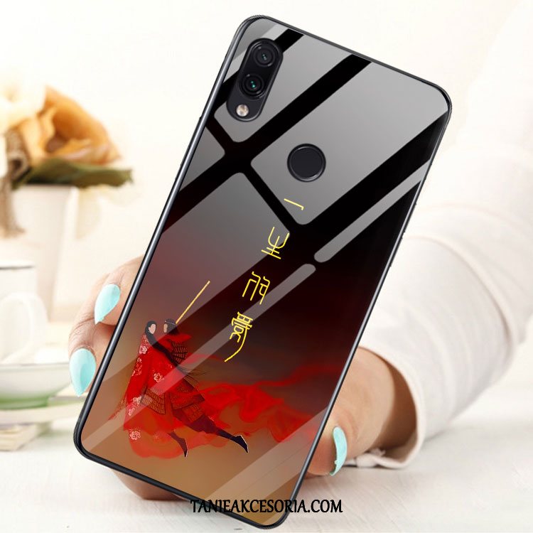 Etui Xiaomi Redmi Note 7 Moda Szkło Czerwony, Pokrowce Xiaomi Redmi Note 7 Telefon Komórkowy Niebieski Mały Beige