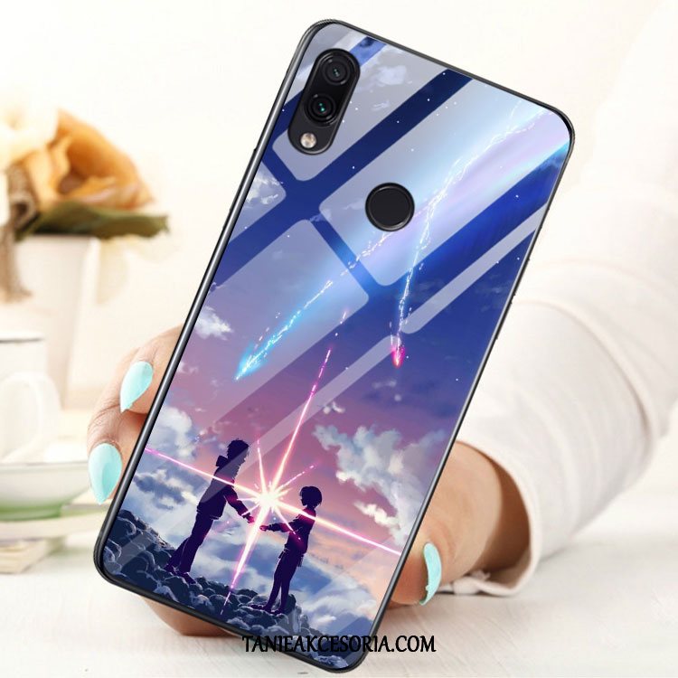 Etui Xiaomi Redmi Note 7 Moda Szkło Czerwony, Pokrowce Xiaomi Redmi Note 7 Telefon Komórkowy Niebieski Mały Beige