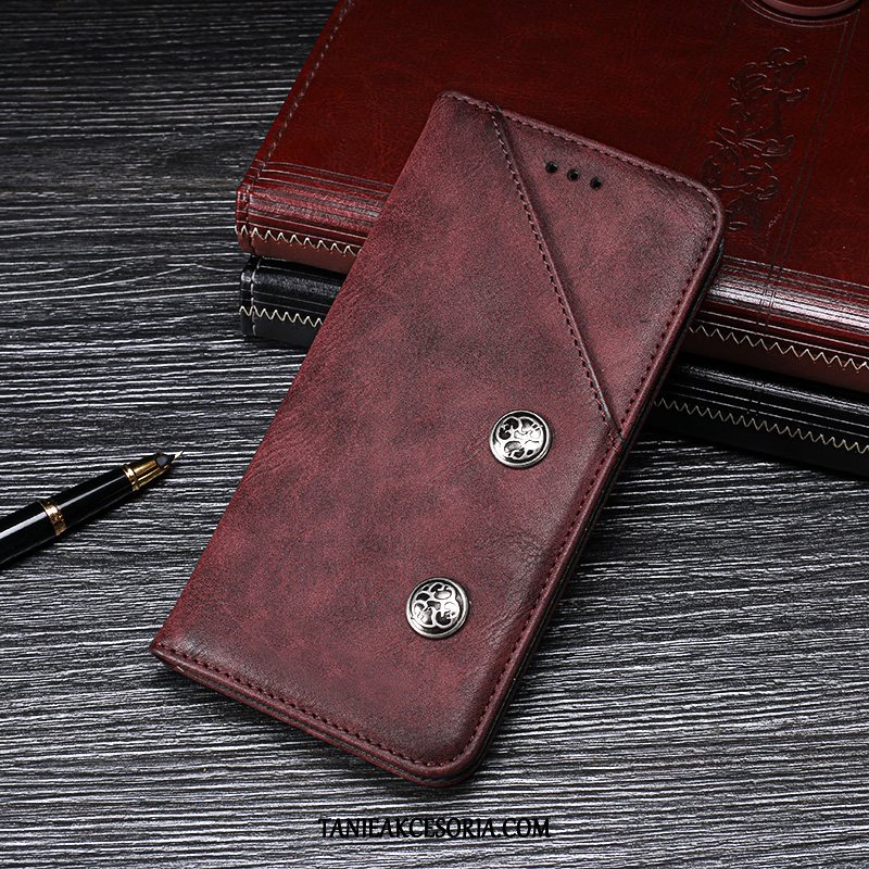 Etui Xiaomi Redmi Note 7 Skórzany Futerał Telefon Komórkowy Czerwony, Obudowa Xiaomi Redmi Note 7 Ochraniacz Anti-fall Mały Braun Beige