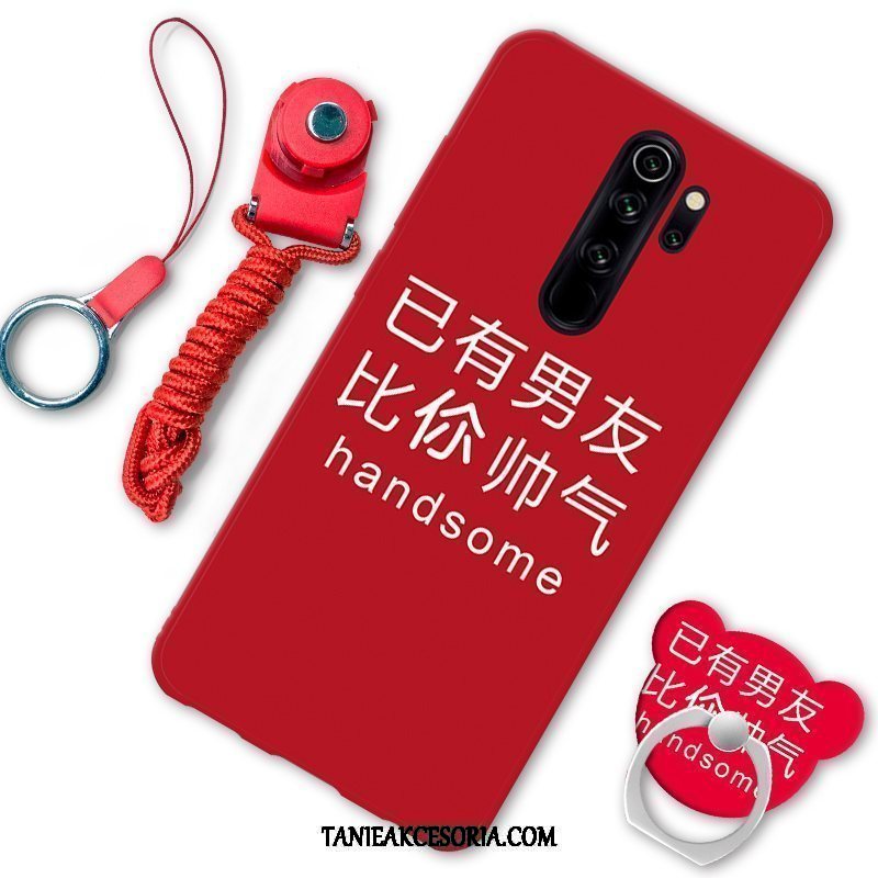 Etui Xiaomi Redmi Note 8 Pro Czerwony Kreskówka Zakochani, Obudowa Xiaomi Redmi Note 8 Pro Wspornik Telefon Komórkowy Wiszące Ozdoby Beige