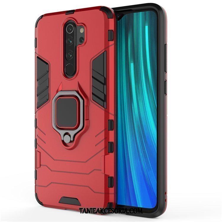 Etui Xiaomi Redmi Note 8 Pro Czerwony Mały Ring, Obudowa Xiaomi Redmi Note 8 Pro Wspornik Ochraniacz All Inclusive Beige