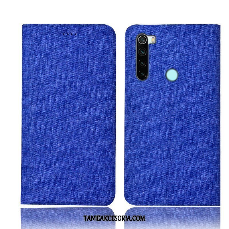 Etui Xiaomi Redmi Note 8 Pro Skórzany Futerał All Inclusive Mały, Obudowa Xiaomi Redmi Note 8 Pro Niebieski Ochraniacz Czerwony Beige