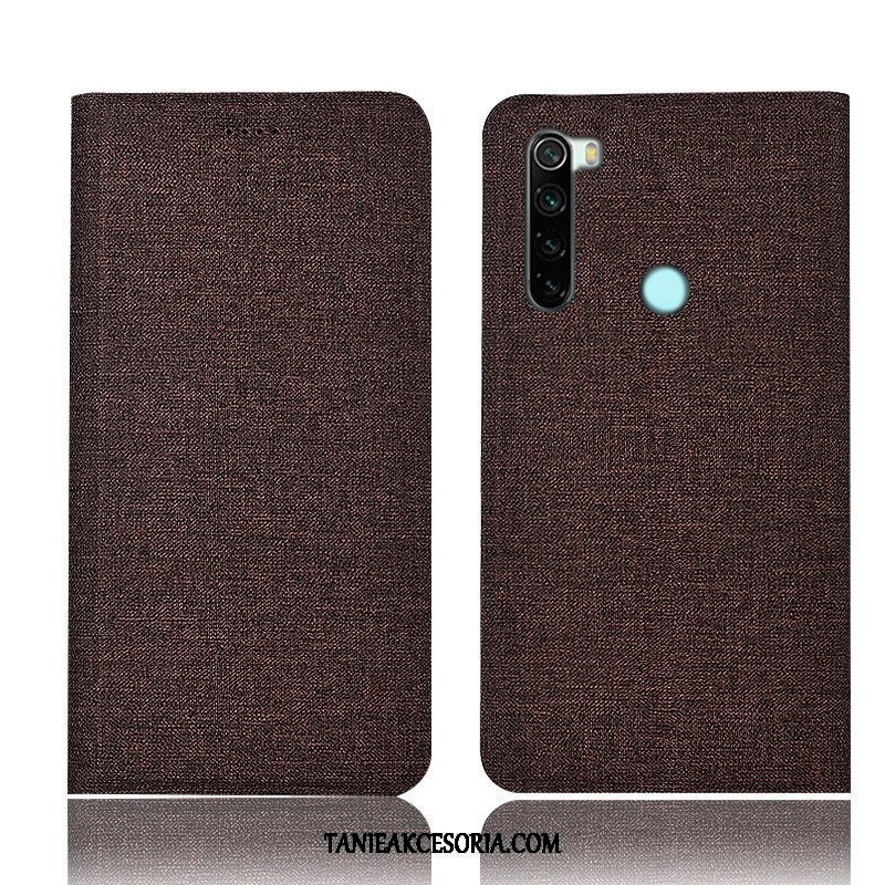 Etui Xiaomi Redmi Note 8 Pro Skórzany Futerał All Inclusive Mały, Obudowa Xiaomi Redmi Note 8 Pro Niebieski Ochraniacz Czerwony Beige