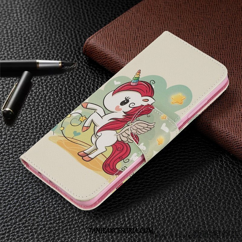 Etui Xiaomi Redmi Note 8 Pro Skórzany Futerał Piękny Kreskówka, Pokrowce Xiaomi Redmi Note 8 Pro Osobowość Mały Czerwony Beige