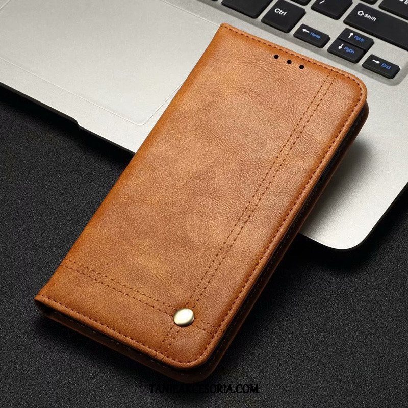 Etui Xiaomi Redmi Note 8t Biznes Telefon Komórkowy Szkło Hartowane, Pokrowce Xiaomi Redmi Note 8t Skórzany Futerał Jasny Prawdziwa Skóra Braun Beige