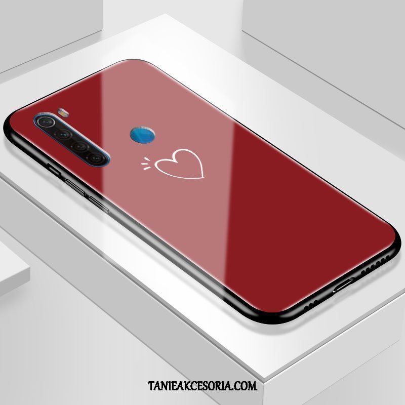 Etui Xiaomi Redmi Note 8t Moda Lustro Mały, Futerał Xiaomi Redmi Note 8t Czerwony Czarny Miłość Beige
