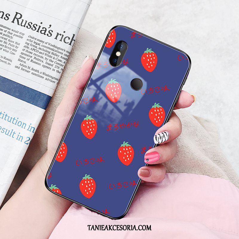 Etui Xiaomi Redmi S2 Piękny Szkło Obrzeża, Futerał Xiaomi Redmi S2 Zakochani Czerwony Biały Beige