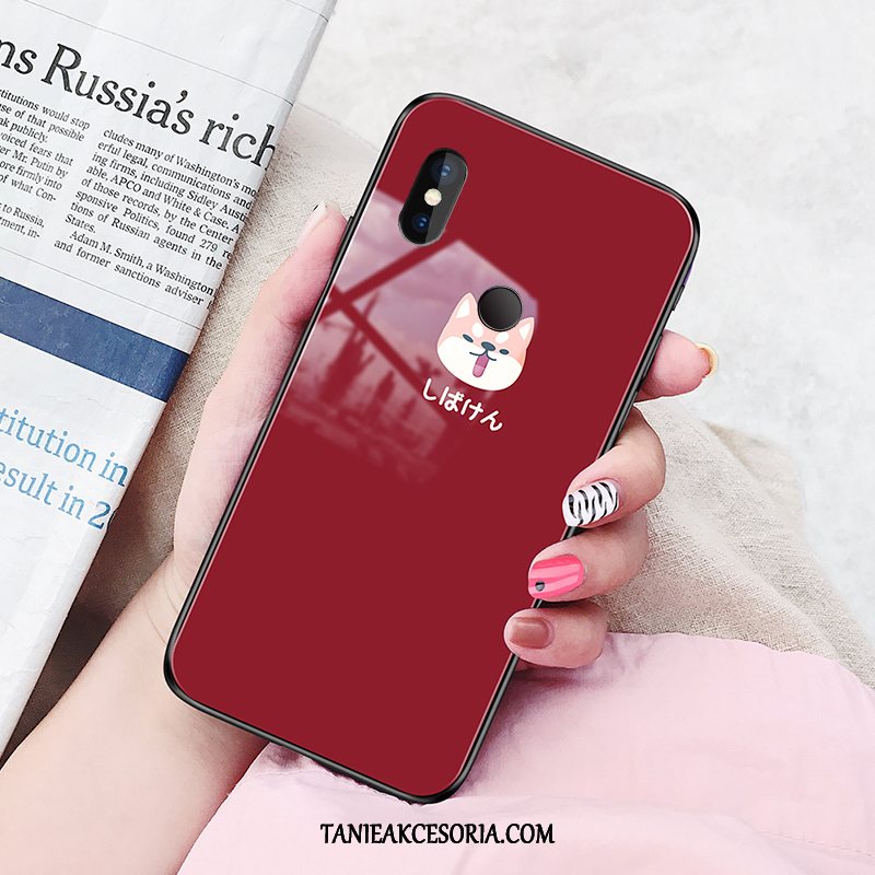 Etui Xiaomi Redmi S2 Piękny Szkło Obrzeża, Futerał Xiaomi Redmi S2 Zakochani Czerwony Biały Beige