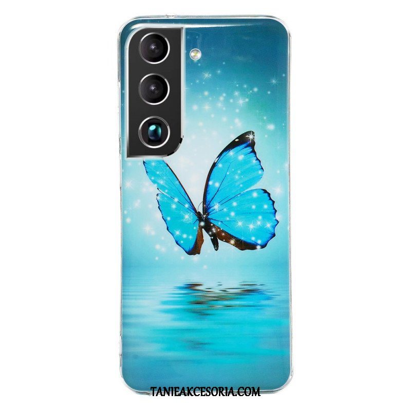 Etui do Samsung Galaxy S22 5G Fluorescencyjne Niebieskie Motyle