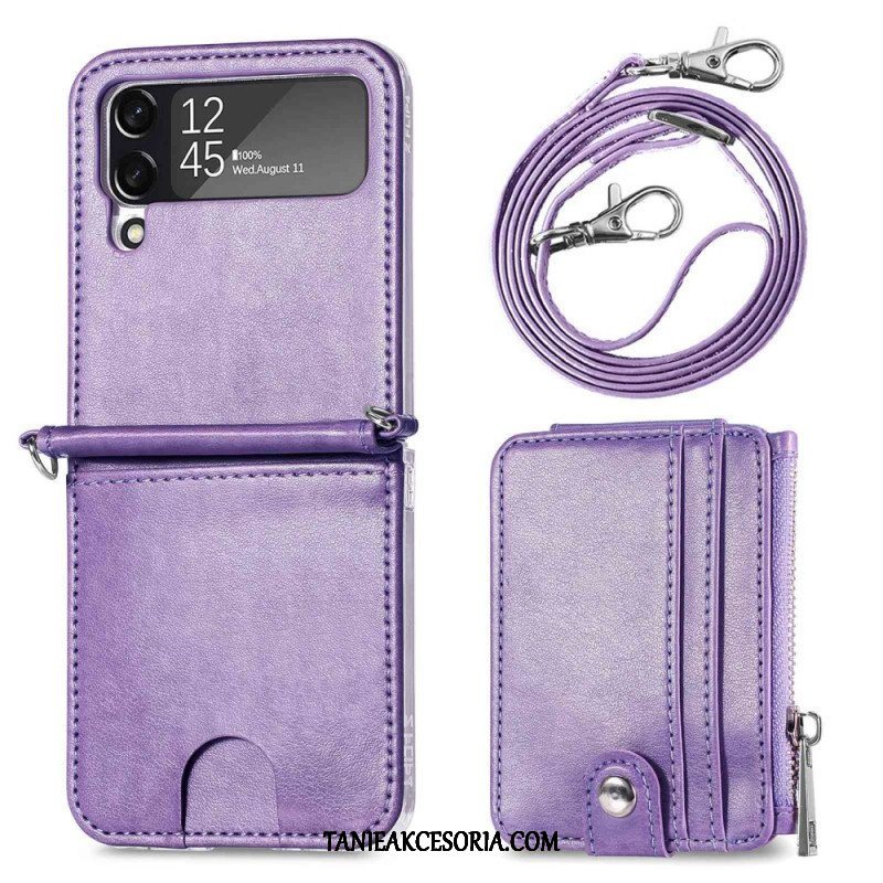 Etui do Samsung Galaxy Z Flip 4 Portfel Etui Folio Portfel Z Paskiem Na Ramię