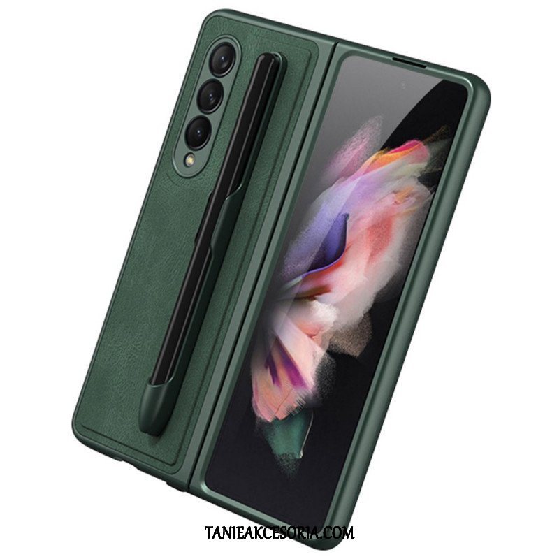 Etui do Samsung Galaxy Z Fold 3 5G Uchwyt Na Rysik Z Efektem Skóry Gkk