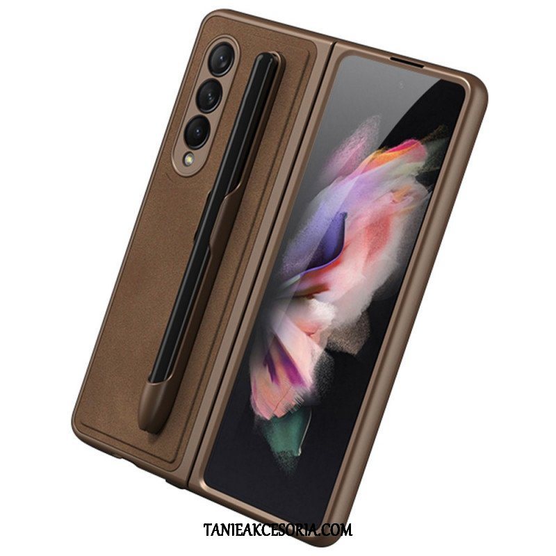 Etui do Samsung Galaxy Z Fold 3 5G Uchwyt Na Rysik Z Efektem Skóry Gkk