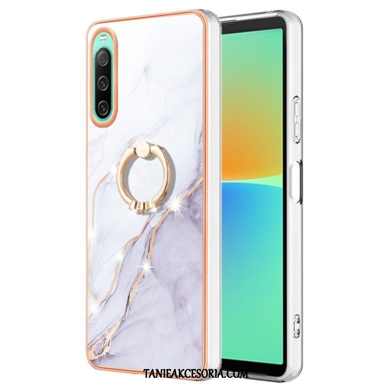 Etui do Sony Xperia 10 IV Marmur Ze Wspornikiem Pierścienia