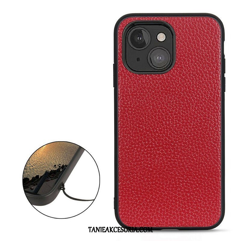 Etui do iPhone 13 Mini Prawdziwa Skóra Litchi