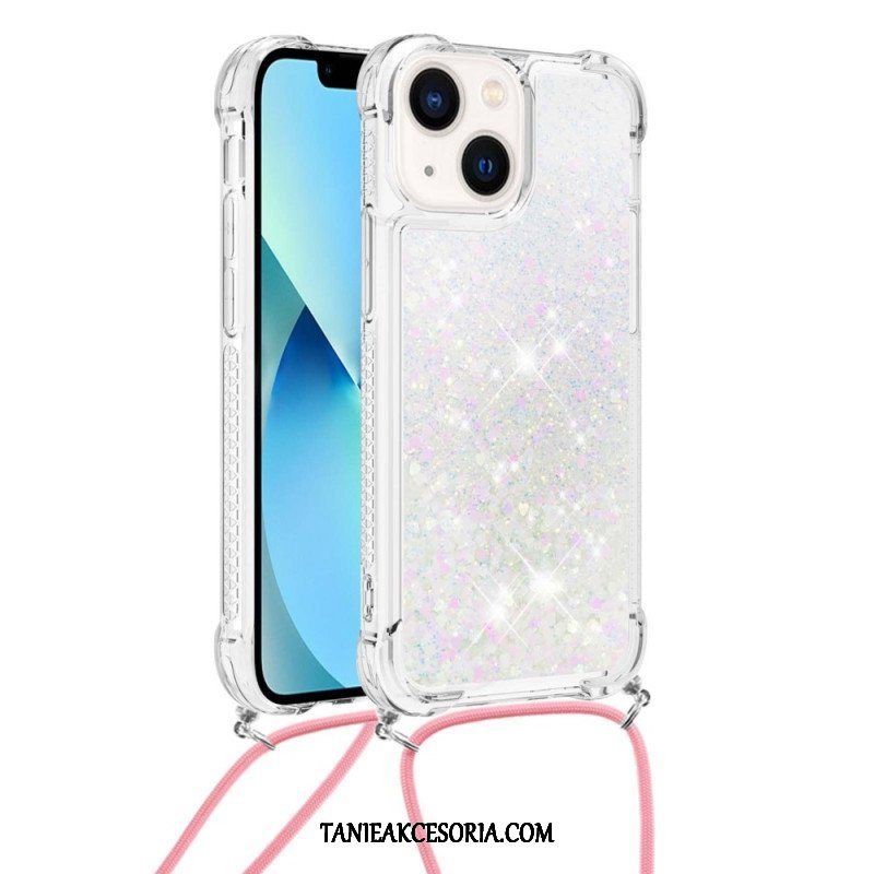 Etui do iPhone 14 Plus ze Sznurkiem Z Cekinowym Sznurkiem