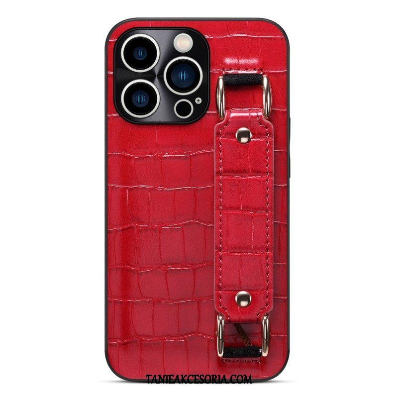 Etui do iPhone 14 Pro Etui Na Karty Z Paskiem Podtrzymującym Krokodyla