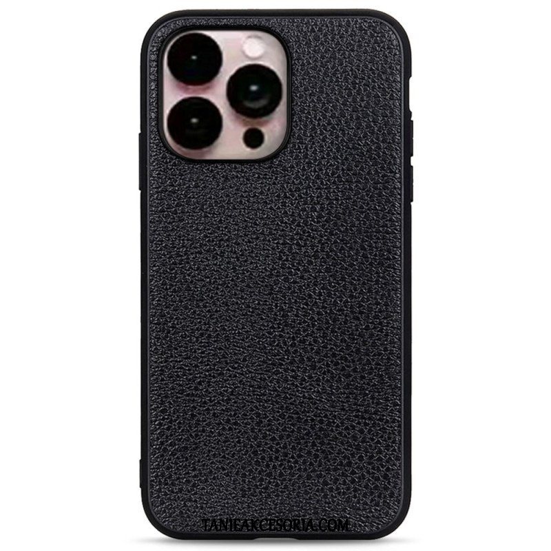 Etui do iPhone 14 Pro Max Prawdziwa Skóra Litchi