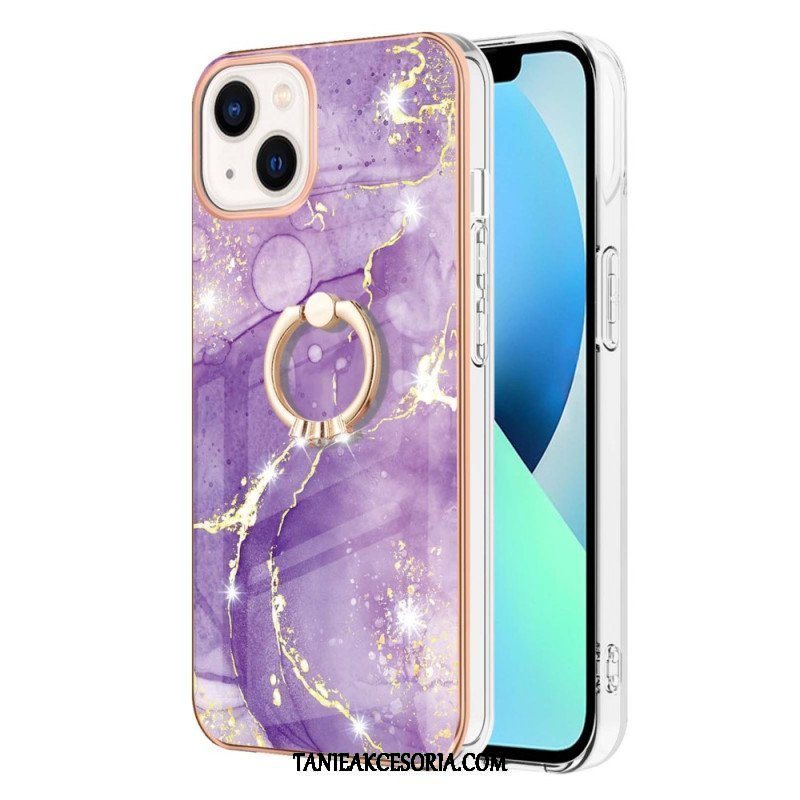 Etui do iPhone 15 Plus Styl Marmurowy Z Pierścieniem Podporowym