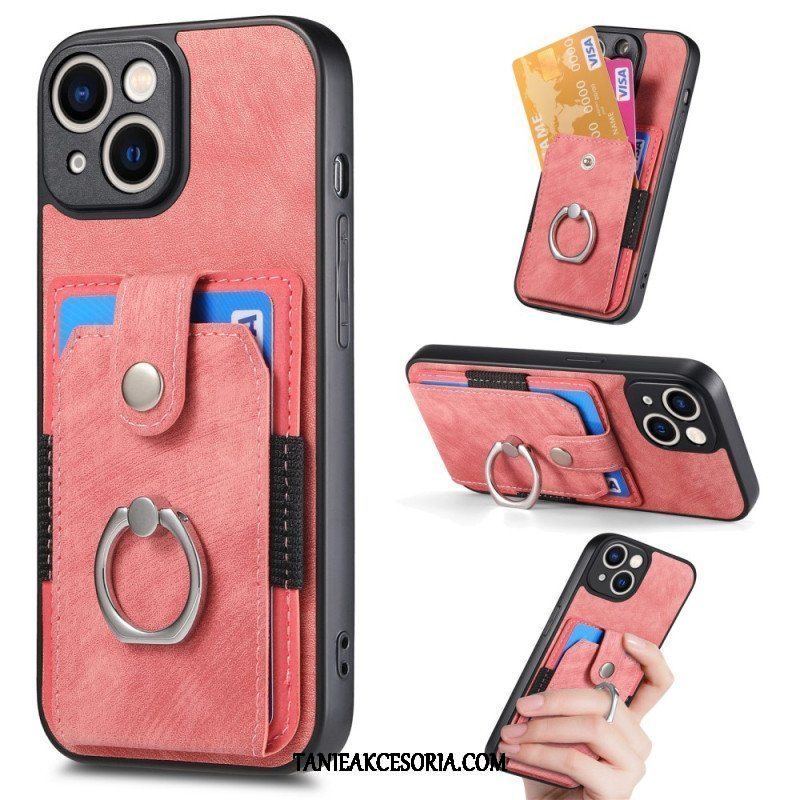 Etui do iPhone 15 Vintage Z Uchwytem Na Pierścionek I Etui Na Karty