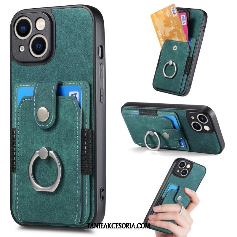 Etui do iPhone 15 Vintage Z Uchwytem Na Pierścionek I Etui Na Karty