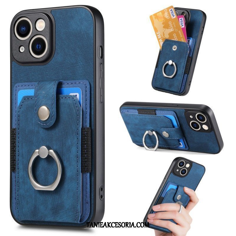 Etui do iPhone 15 Vintage Z Uchwytem Na Pierścionek I Etui Na Karty