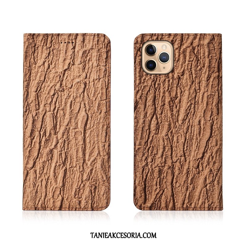 Etui iPhone 11 Pro Max Kreatywne Anti-fall Drzewa, Obudowa iPhone 11 Pro Max Klapa Prawdziwa Skóra Ochraniacz