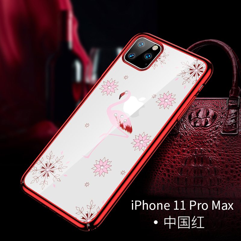 Etui iPhone 11 Pro Max Luksusowy Czerwony Netto Poszycie, Obudowa iPhone 11 Pro Max Modna Marka All Inclusive Przezroczysty