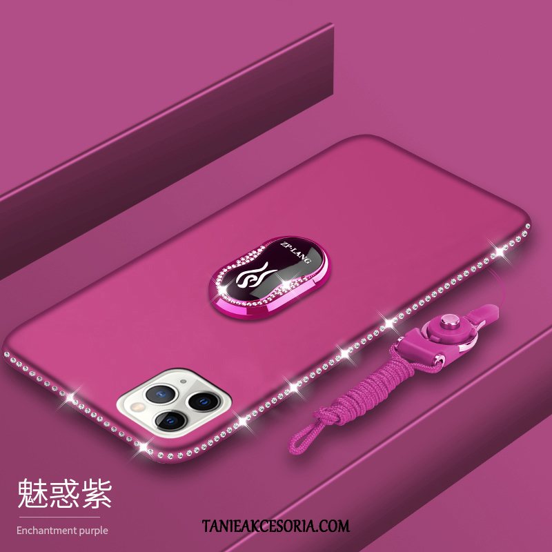 Etui iPhone 11 Pro Telefon Komórkowy Rhinestone Purpurowy, Futerał iPhone 11 Pro Nubuku Miękki All Inclusive