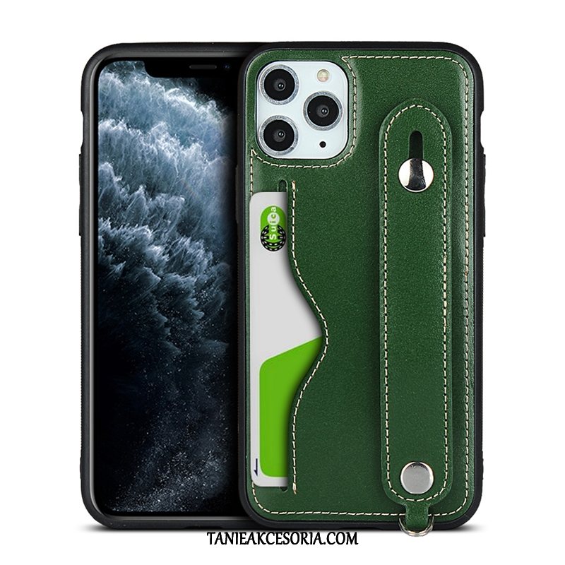 Etui iPhone 11 Pro Zielony Anti-fall Prawdziwa Skóra, Futerał iPhone 11 Pro Wiszące Ozdoby Telefon Komórkowy All Inclusive