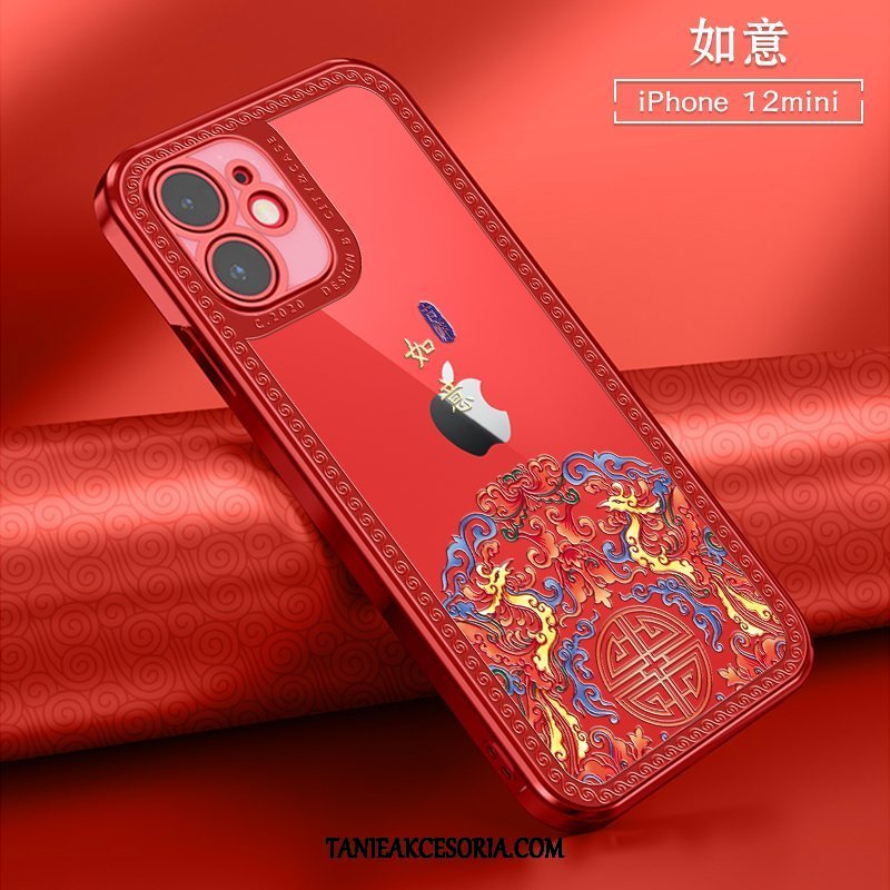 Etui iPhone 12 Mini All Inclusive Chiński Styl Miękki, Obudowa iPhone 12 Mini Anti-fall Czerwony Mini