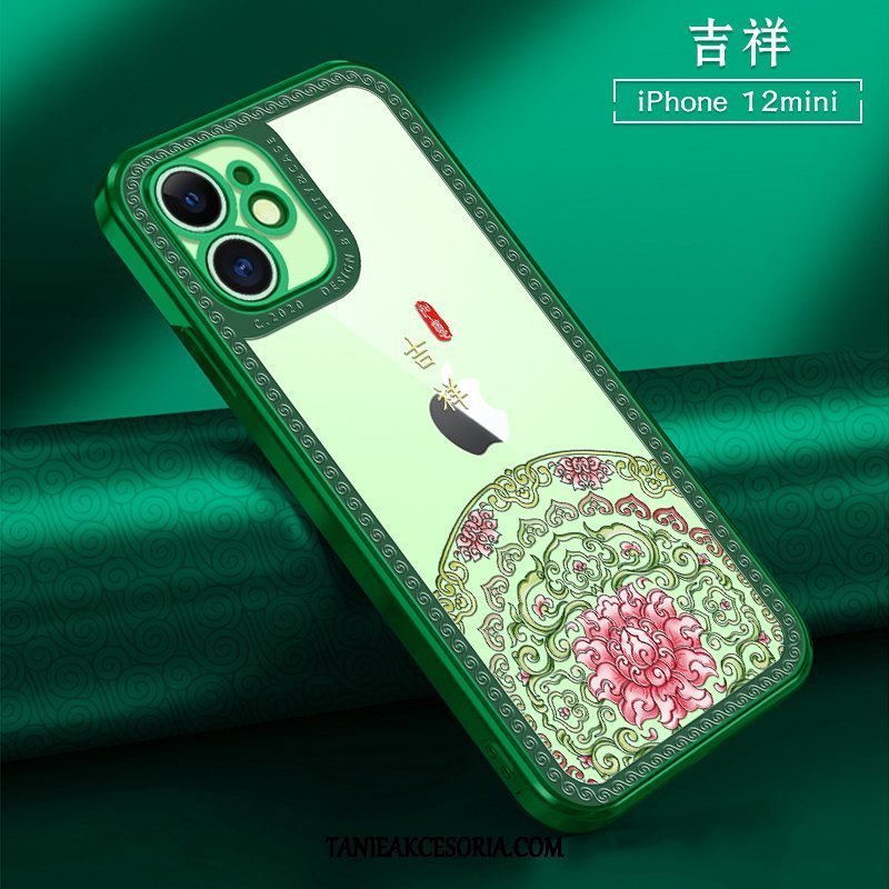 Etui iPhone 12 Mini All Inclusive Chiński Styl Miękki, Obudowa iPhone 12 Mini Anti-fall Czerwony Mini