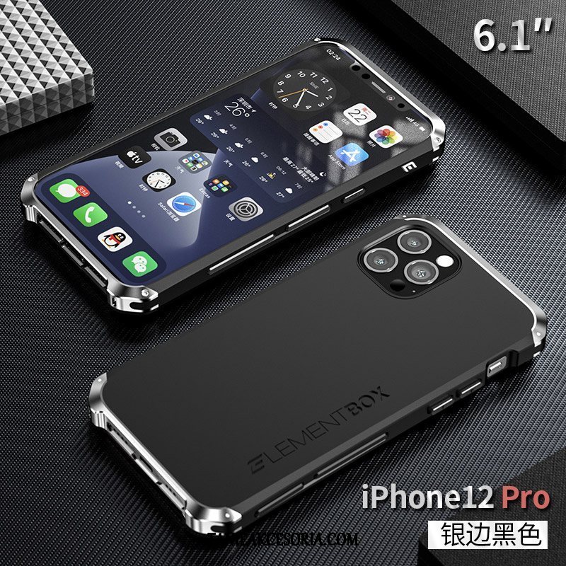 Etui iPhone 12 Pro All Inclusive Granica Ochraniacz, Obudowa iPhone 12 Pro Niebieski Metal Nowy