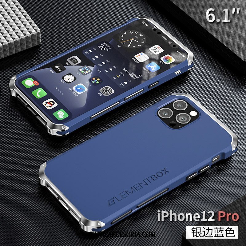 Etui iPhone 12 Pro All Inclusive Granica Ochraniacz, Obudowa iPhone 12 Pro Niebieski Metal Nowy