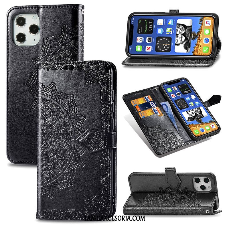 Etui iPhone 12 Pro Max Wiszące Ozdoby Skórzany Futerał Sztuczna Skóra, Obudowa iPhone 12 Pro Max Ochraniacz Relief Niebieski