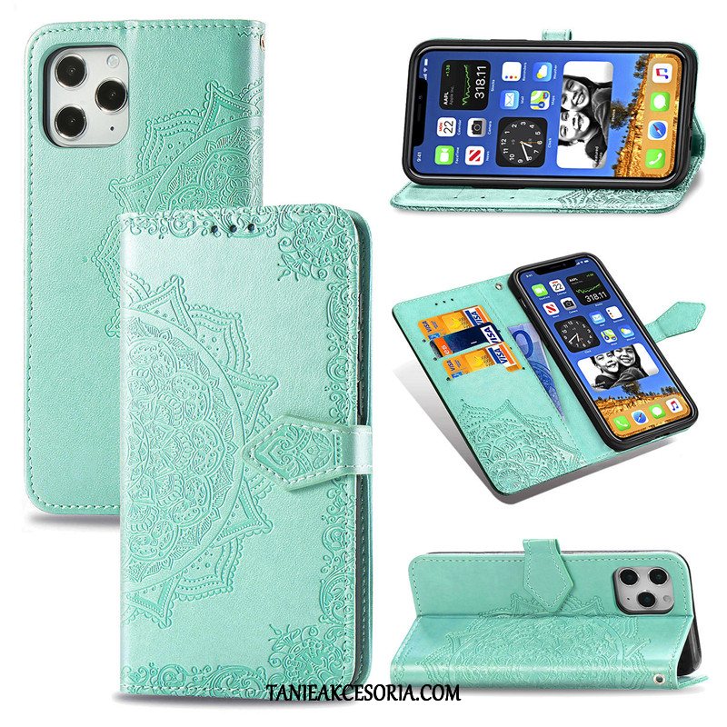 Etui iPhone 12 Pro Max Wiszące Ozdoby Skórzany Futerał Sztuczna Skóra, Obudowa iPhone 12 Pro Max Ochraniacz Relief Niebieski