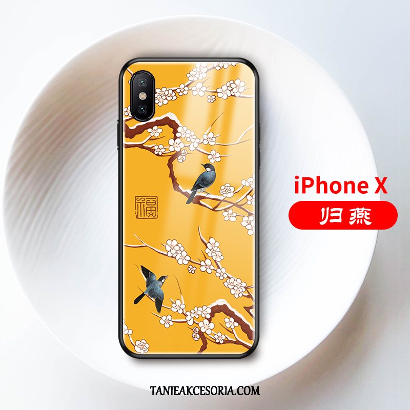 Etui iPhone X Anti-fall Szkło Jasny, Futerał iPhone X Cienkie Miękki Żółty