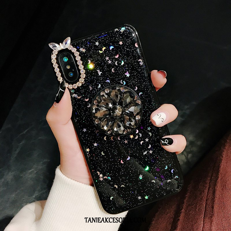 Etui iPhone X Rhinestone Nowy Silikonowe, Futerał iPhone X Przezroczysty Czerwony Netto Z Kryształkami