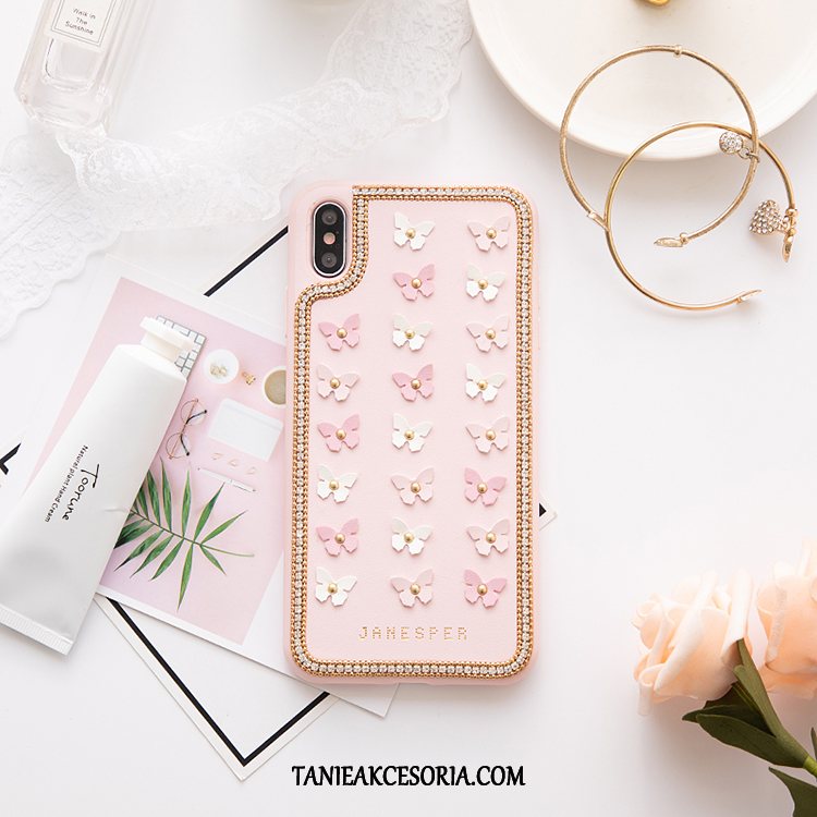 Etui iPhone Xs Czarny Wysoki Koniec Rhinestone, Futerał iPhone Xs Anti-fall Luksusowy All Inclusive