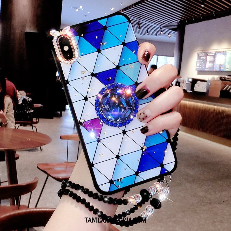 Etui iPhone Xs Max Telefon Komórkowy Niebieski Rhinestone, Pokrowce iPhone Xs Max Cienkie Modna Marka Kreatywne