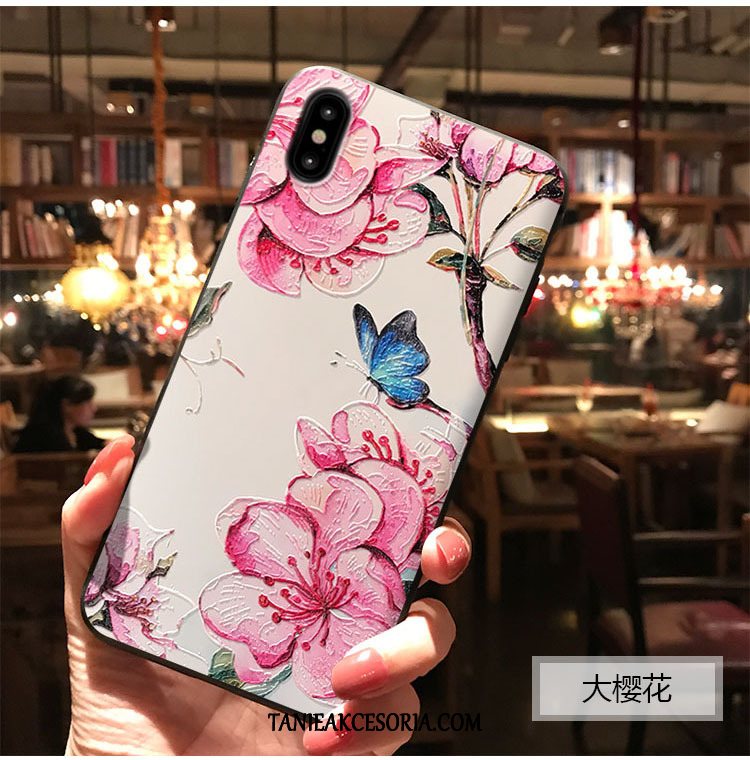 Etui iPhone Xs Max Telefon Komórkowy Sakura Wiatr, Obudowa iPhone Xs Max Relief Niebieski