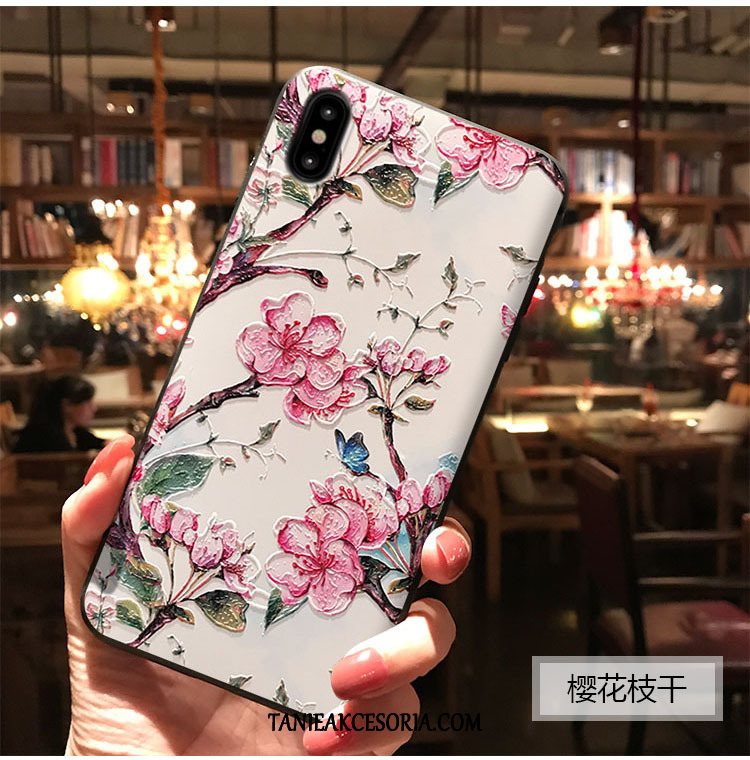 Etui iPhone Xs Max Telefon Komórkowy Sakura Wiatr, Obudowa iPhone Xs Max Relief Niebieski