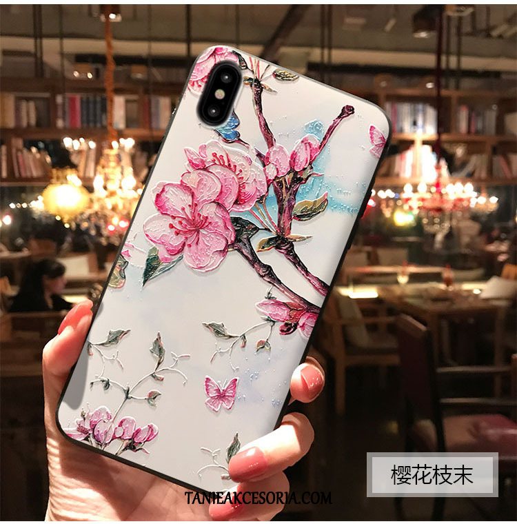 Etui iPhone Xs Max Telefon Komórkowy Sakura Wiatr, Obudowa iPhone Xs Max Relief Niebieski