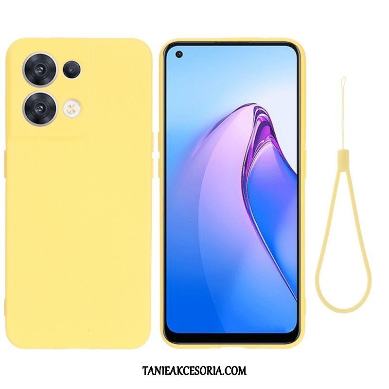 Futerały do Oppo Reno 8 z Łańcuch Płynny Silikon W Paski