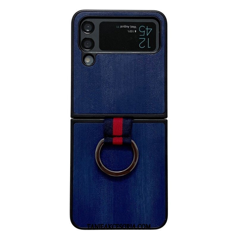 Futerały do Samsung Galaxy Z Flip 4 Etui Folio Efekt Ognistej Skóry Z Pierścieniem